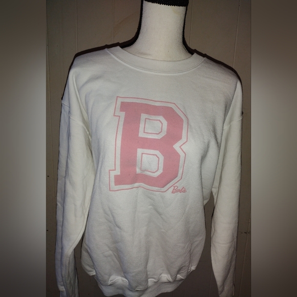 Barbie Tops - BARBIE White Sweatshirt w/ Pink Lettering 🩷